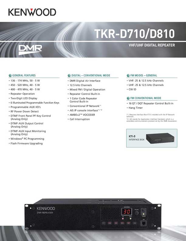 DMR TKR-D710/D810 SpecSheet