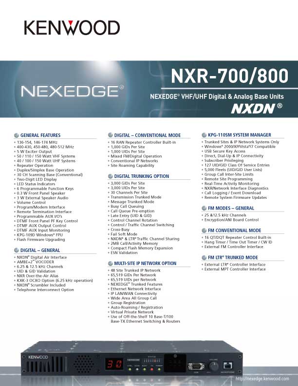 NXR-700/800 SpecSheet