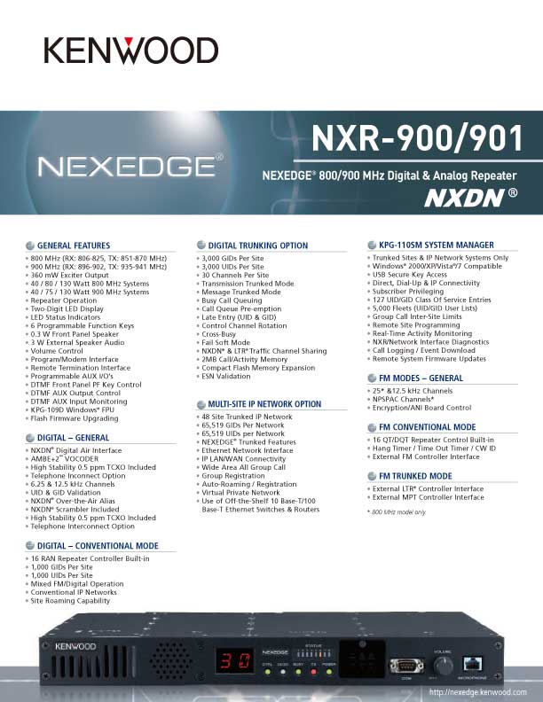 NXR-900/901 SpecSheet